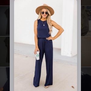 Pink Lily Boutique “So Much Love” Navy Jumpsuit